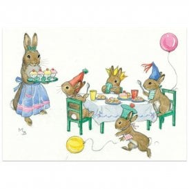 Molly Brett Rabbit Tea Party Card