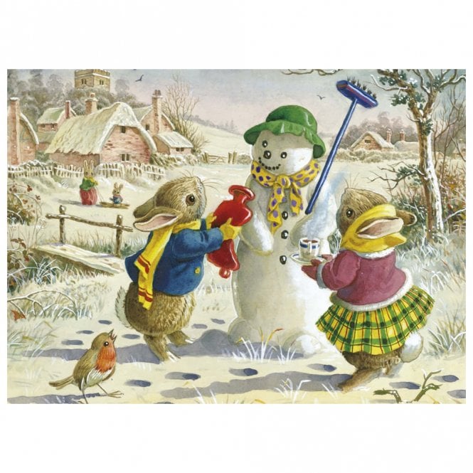 The Porch Fairies Racey Helps Looking After Mr Snowman Pack of 8 Christmas Cards