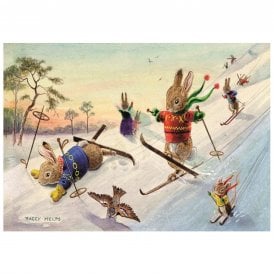 Racey Helps Ski Rabbits Pack of 8 Christmas Cards