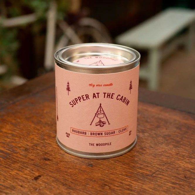 The Woodpile Supper at the Cabin Tin Candle - Rhubarb, Brown Sugar & Clove