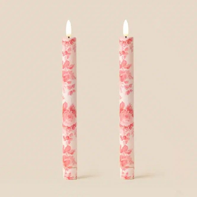 TINKALINK Belmont Toile Tea Rose Flameless LED Wax Candles