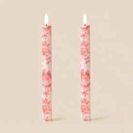 Belmont Toile Tea Rose Flameless LED Wax Candles