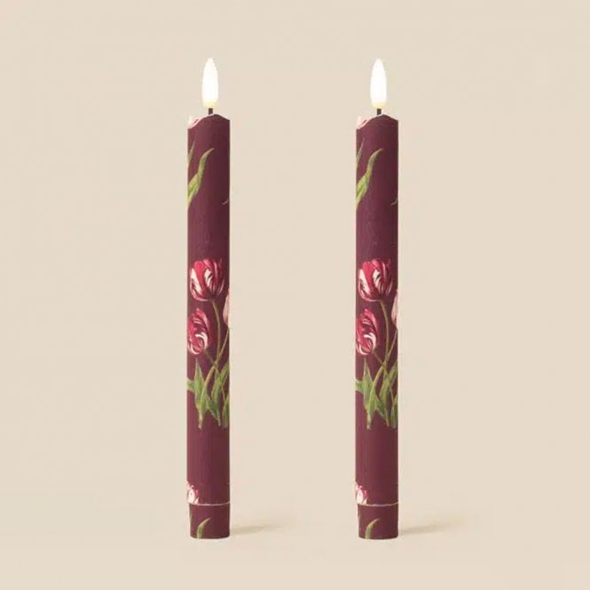 TINKALINK Heritage Tulip Mulberry Flameless LED Wax Candles