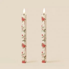 Holly Pop Parchment Little Sprig Flameless LED Wax Candles