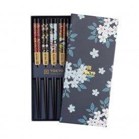 Cherry Blossom Blue Chopsticks Gift Set