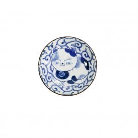 Kawaii Cat Blue Pattern Round Sauce Dish