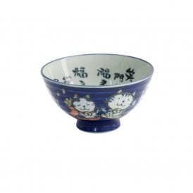 Kawaii Cat Neko Rice Bowl 300ml - Blue
