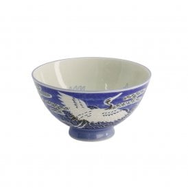Kawaii Crane Blue Rice Bowl