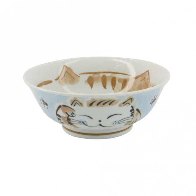 Tokyo Design Studio Kawaii Fuku Cat Neko Blue Ramen Bowl