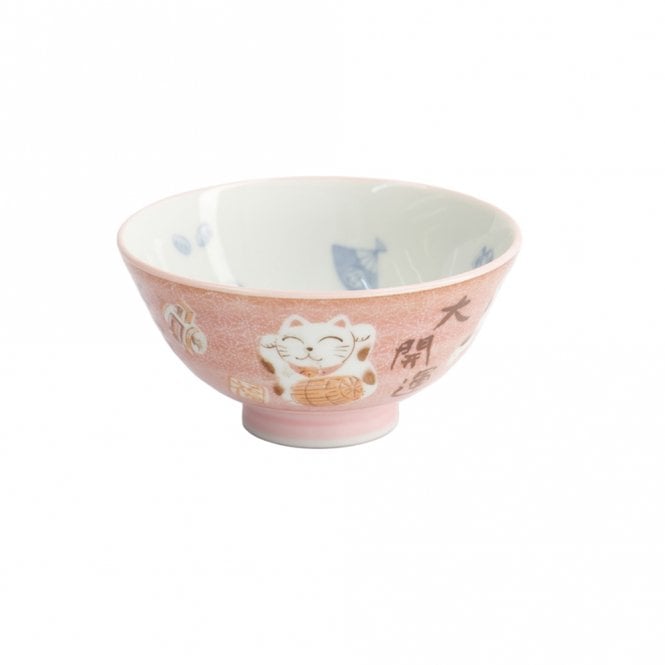 Tokyo Design Studio Kawaii One Cat Neko Rice Bowl 300ml - Light Pink