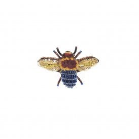 Blue Bee Embroidered Brooch