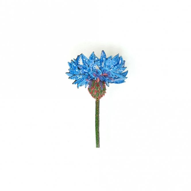 Trovelore Blue Cornflower Embroidered Brooch