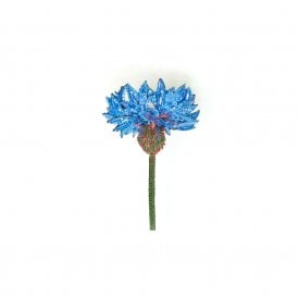 Blue Cornflower Embroidered Brooch