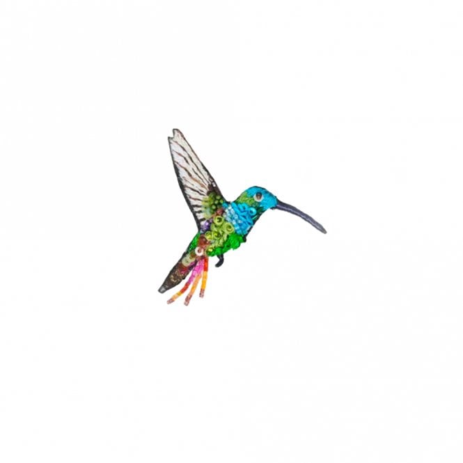 Trovelore Emerald Chin Hummingbird Embroidered Brooch