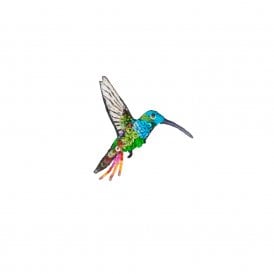 Emerald Chin Hummingbird Embroidered Brooch