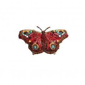 European Peacock Butterfly Embroidered Brooch