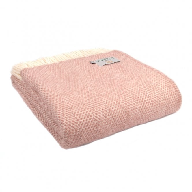 Tweedmill Textiles Beehive Dusky Pink Pure New Wool Throw