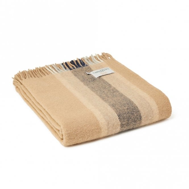 Tweedmill Textiles College Stripe Navy Pure New Wool Throw