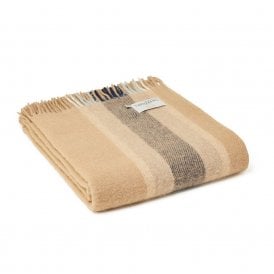 College Stripe Navy Pure New Wool Throw