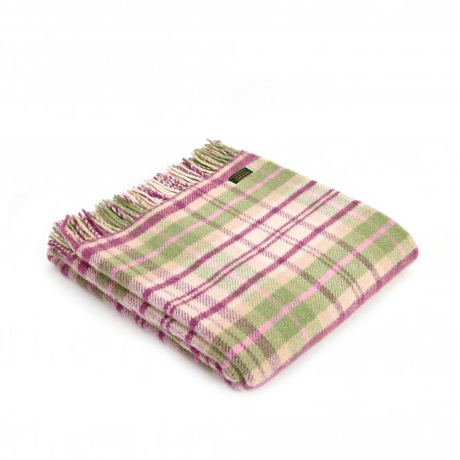 Tweedmill Textiles Cottage Check Pink Pure New Wool Throw