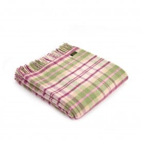 Cottage Check Pink Pure New Wool Throw