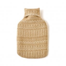 Fair Isle Oatmeal Pure New Wool Hot Water Bottle