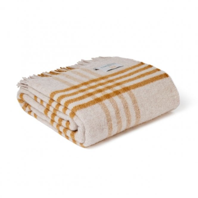 Tweedmill Textiles Hex Check English Mustard Pure New Wool Throw