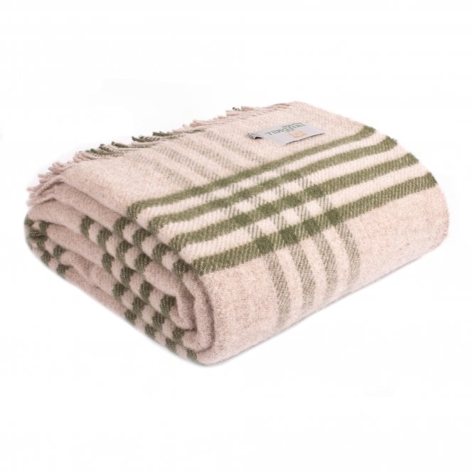 Tweedmill Textiles Hex Check Olive Pure New Wool Throw