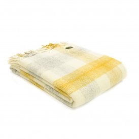 Meadow Check Yellow Pure New Wool Throw
