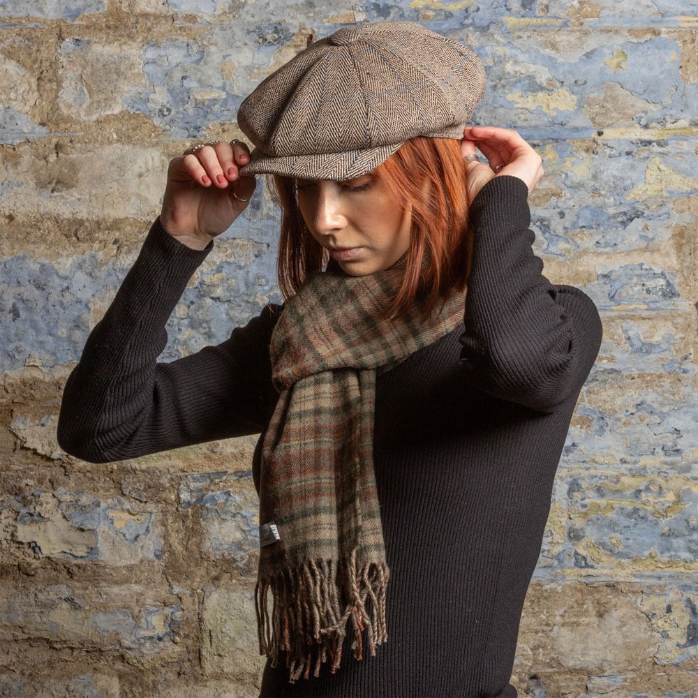 Tweedmill Textiles Olive Country Check Lambswool Scarf | Cotswold