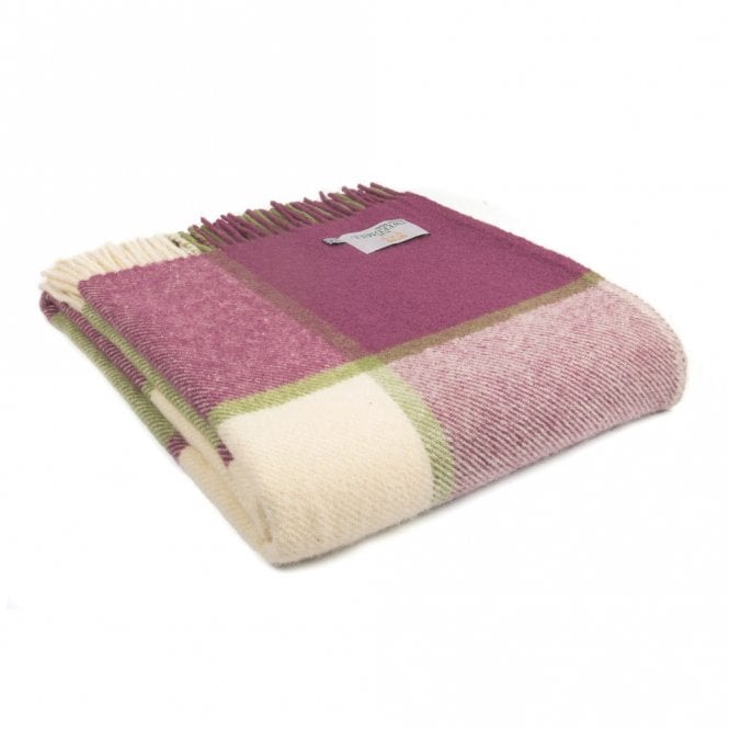 Tweedmill Textiles Raspberry Block Check Pure New Wool Throw