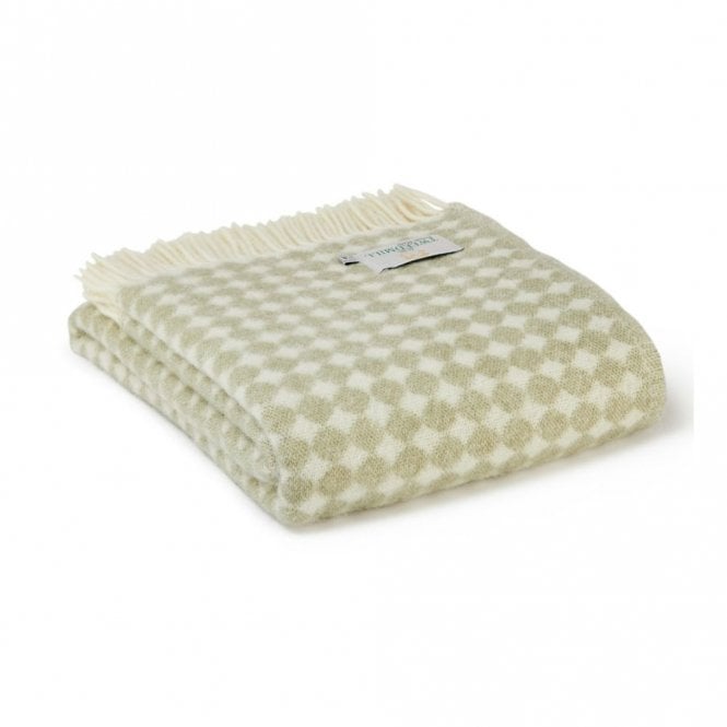 Tweedmill Textiles Reversible Jaquard Spot Sage Pure New Wool Throw