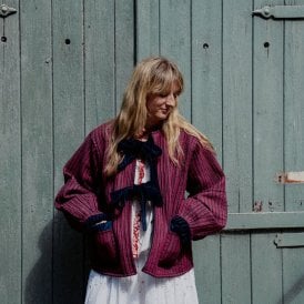 Liv Reversible Jacket - Pink with Jade Stripe