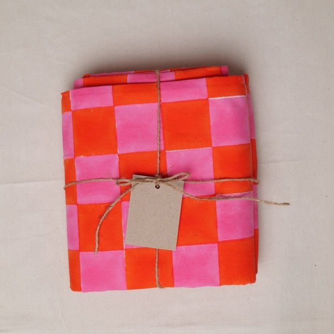 Twizzell Pink and Orange Checkerboard Tablecloth