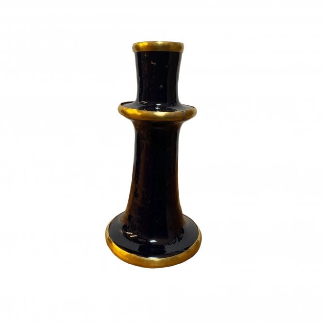 Twizzell Tamegroute Pottery Candlestick - Ink