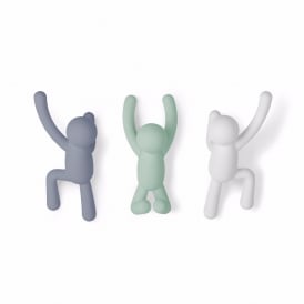 Buddy Assorted Colour Set of 3 Wall Hooks