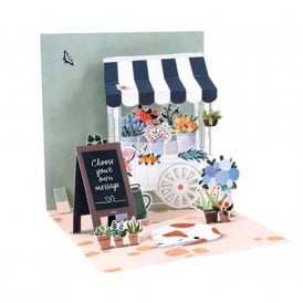 Flower Cart 3D Layered Greeting Card