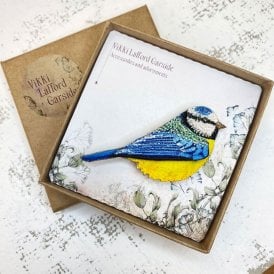 Blue Tit Embroidered Brooch