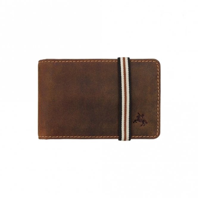 Visconti Nelson Banded Leather Card Wallet - Oil Tan
