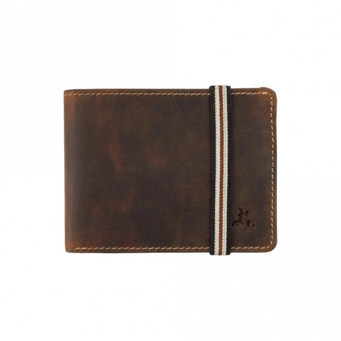 Visconti Segesta Banded Slim Bifold Leather Wallet - Oil Tan