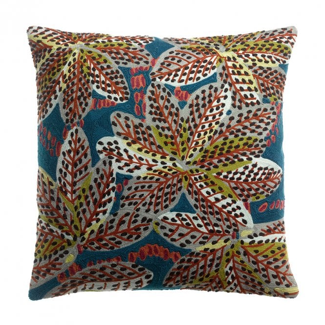 Vivaraise Ariane Petrol Blue Embroidered Cushion 45x45cm