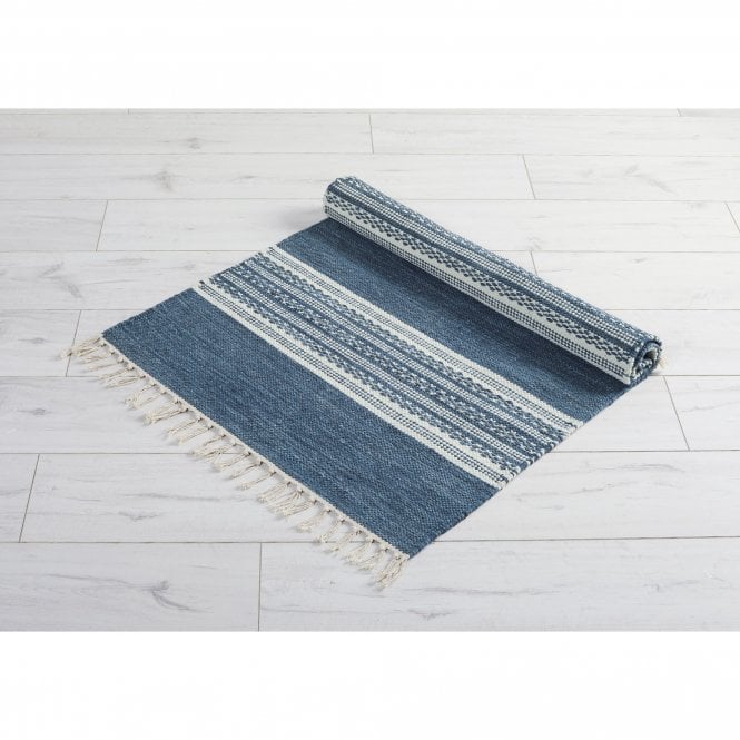 Walton & Co Austell Classic Blue Small Cotton Rug