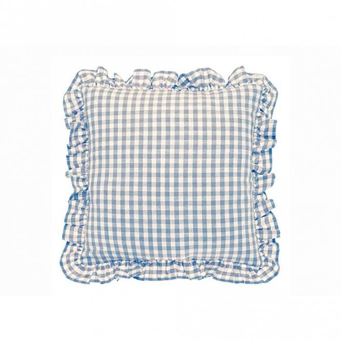 Walton & Co Blue Gingham Ruffle Square Cushion