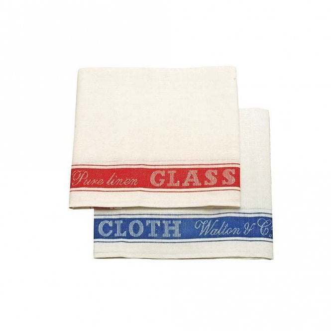 12-Pack Linen Blend Bar & Tea Towels – 55% Linen / 45% Cotton, Blue, Red & Green, 67cm X 46cm