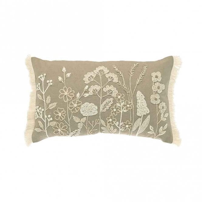 Walton & Co Natural Meadow Embroidered Cushion