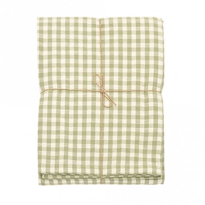 Walton & Co Pale Olive Gingham Tablecloth 130 x 230 cm