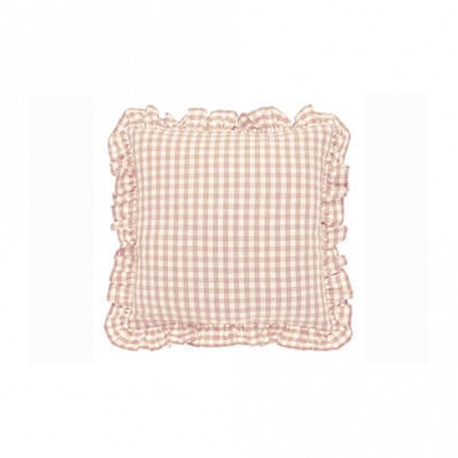 Walton & Co Pink Gingham Ruffle Square Cushion