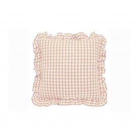 Pink Gingham Ruffle Square Cushion