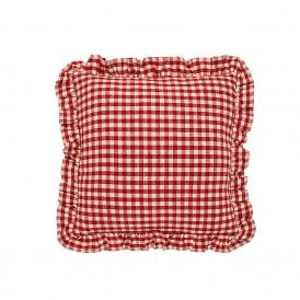 Red Gingham Ruffle Square Cushion