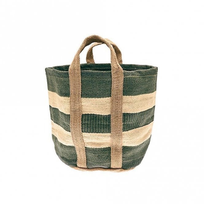 Walton & Co Slate Blue Jute Storage Basket with Handles